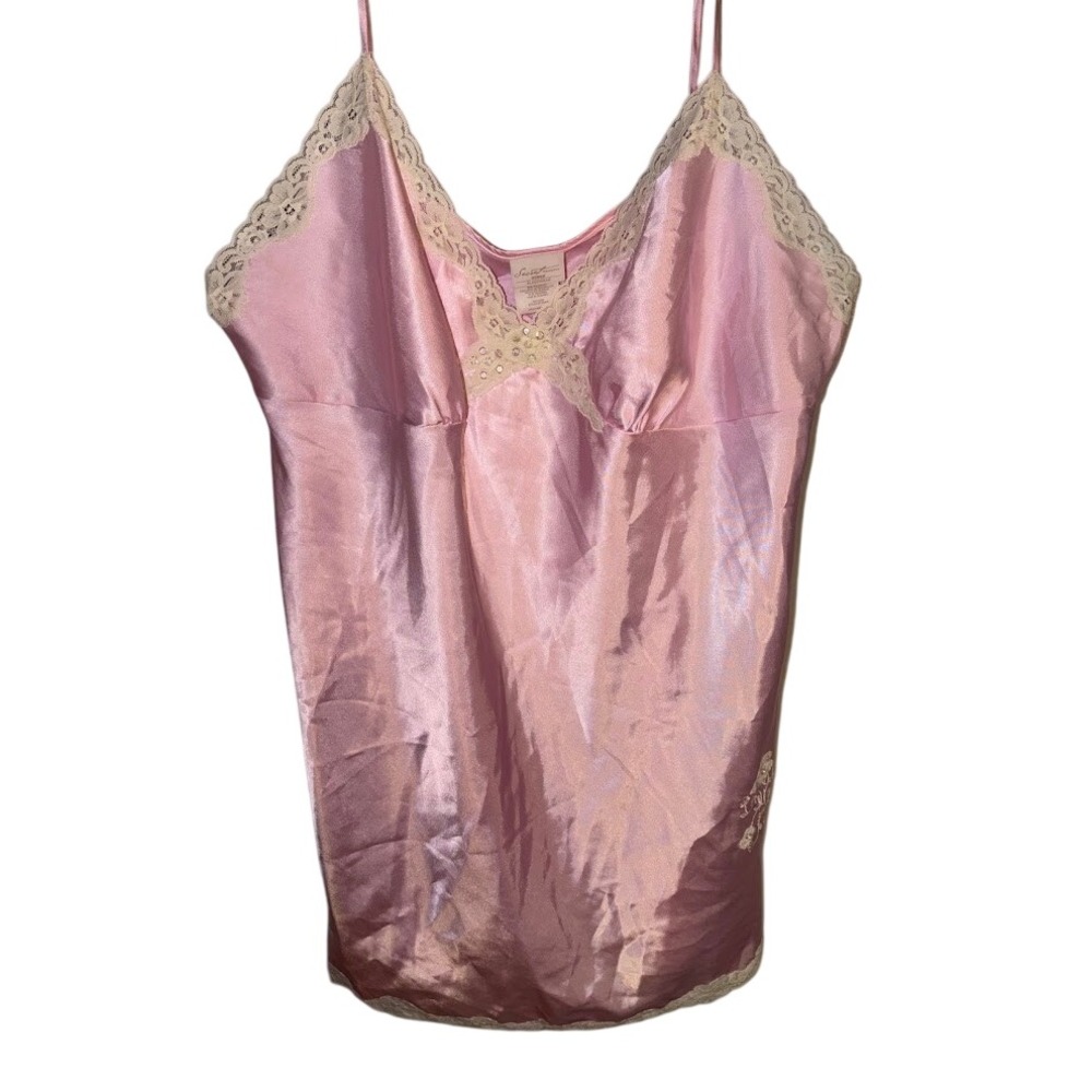 Secret‎ Treasures Pink Satin Lace Trim Camisole Sleepwear Top Women Size Large